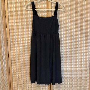 Volcom Polka Dot Sundress Black White Smocked Back Square Neck Viscose M Western